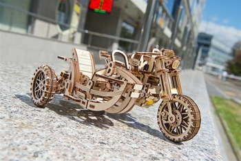 Механічний 3D-пазл Ukrainian Gears Мотоцикл Scrambler UGR-10 з коляскою, 380 ел. (70137) - Pampik - 17