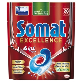 Таблетки для посудомийних машин Somat Excellence, 28 шт. - Pampik