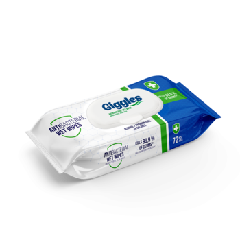 Влажные салфетки Giggles Антибактериальные, 72 шт. - Pampik