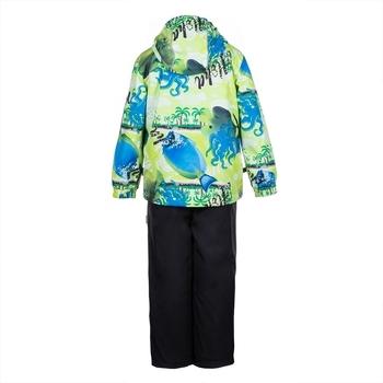 Комплект Huppa Yoko, р.116, лайм с принтом/чёрный - Pampik - 2