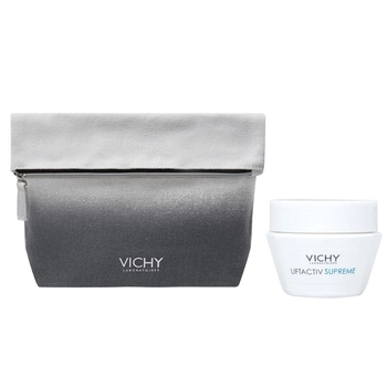 Подарунок. Косметичка Vichy + Крем проти зморшок Vichy Liftactiv Supreme, для нормальної та комбінованої шкіри, 15 мл - Pampik