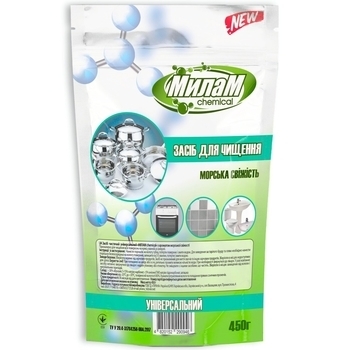 Засіб для чищення та дезінфекції всіх поверхонь Мілам Chemical порошковий морський, 450 г - Pampik