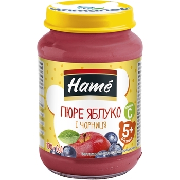 Фруктове пюре Hame яблуко і чорниця, 190 г - Pampik