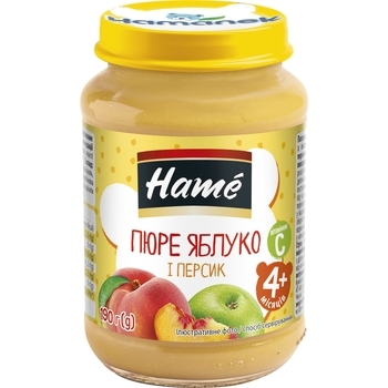 Фруктове пюре Hame яблуко і персик, 190 г - Pampik