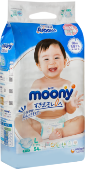 Подарунок. Підгузки на липучках Moony L (9-14 кг), 54 шт. - Pampik - 2