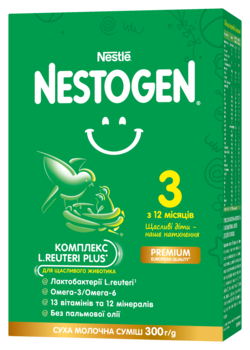 Суха молочна суміш Nestogen 3 з лактобактеріями L. Reuteri для дітей з 12 місяців, 300 г - Pampik