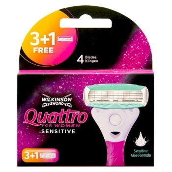 Картріджі Wilkinson Sword Quattro For Woman 3+1 шт. - Pampik