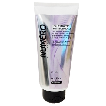 Шампунь Brelil Numero для нейтралізації жовтизни, для освітленого і сивого волосся, 300 мл - Pampik