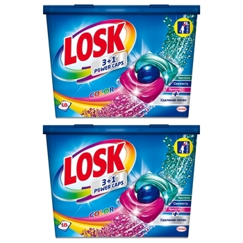 Тріо-капсули Losk Колір для кольорових речей, 18+18 шт. - Pampik