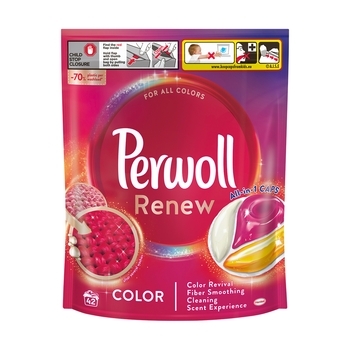 Засіб для делікатного прання Perwoll Renew капсули для кольорових речей, 42 шт (9000101570557) - Pampik