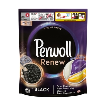 Засіб для делікатного прання Perwoll Renew капсули для темних та чорних речей, 42 шт (9000101575545) - Pampik
