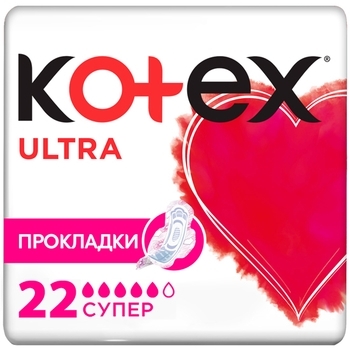 Гігієнічні прокладки Kotex Super Ultra Quadro, 22 шт. - Pampik