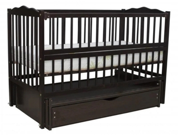 Дитяче ліжечко Дубок Веселка з ящиком, венге, чорний (9800-DVsS-03) - Pampik