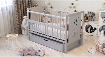 Ліжко Дубок Ведмедик з ящиком сірий, сірий (9800-DV-07) - Pampik