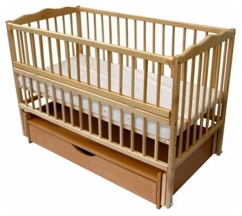 Дитяче ліжечко Дубок Веселка з ящиком, натуральний, бежевий (9800-DVsS-05) - Pampik