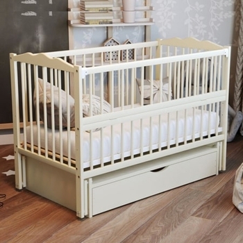 Дитяче ліжко Дубок Веселка з ящиком, слонова кістка, бежевий (9800-DVsS-02) - Pampik