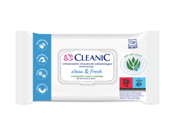 Універсальні освіжаючі вологі серветки Cleanic Clean & Fresh, 120 шт (5900095034094) - Pampik