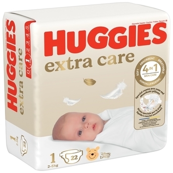 Підгузки на липучках Huggies Extra Care 1 (2-5 кг), 22 шт. - Pampik