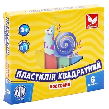 Пластилин квадратный восковый Школярик, 6 цветов (83811908-UA) - Pampik