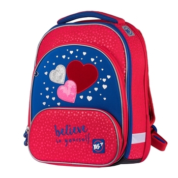 Шкільний рюкзак Yes S-30 Juno Ultra Heart beat, малиновий з синім (555479) - Pampik