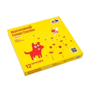 Пластилин восковой ГАММА'UA "Малыши" 12 цветов со стеком (100305) - Pampik