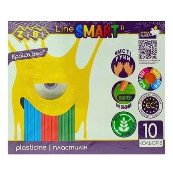 Пластилін ZiBi Smart Line, 10 кольорів, 200 г (ZB.6223) - Pampik - 2