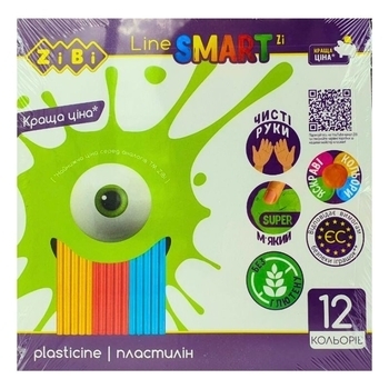 Пластилін ZiBi Smart Line, 12 кольорів (ZB.6224) - Pampik