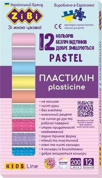 Пластилін ZiBi PASTEL KIDS Line 12 кольорів (ZB.6240) - Pampik