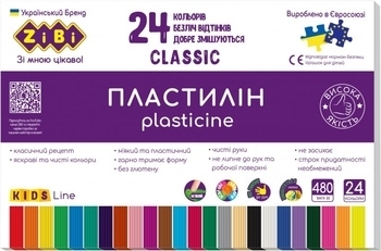 Пластилін ZiBi CLASSIC KIDS Line 24 кольори (ZB.6236) - Pampik