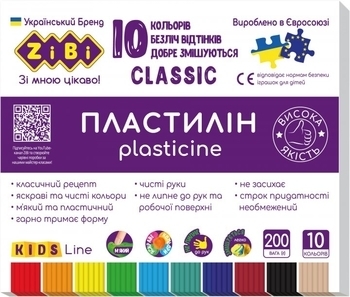 Пластилін ZiBi CLASSIC KIDS Line 10 кольорів (ZB.6232) - Pampik