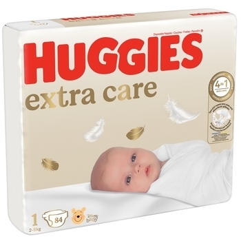 Підгузки на липучках Huggies Extra Care 1 (2-5 кг), 84 шт. - Pampik