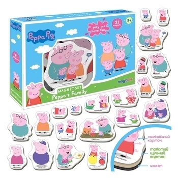 Набор магнитов Magdum Свинка Пеппа Семья Пеппы (МЕ 5031-04) - Pampik - 3