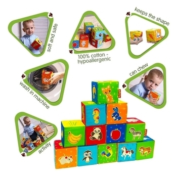 Набір м'яких кубиків Масік Тварини (MC 090601-04) - Pampik - 3