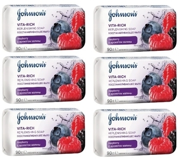Мило Johnson's Body Care Vita Rich Відновлююче з екстрактом малини, 6 шт. по 90 г - Pampik