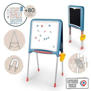 Двухсторонний мольберт Smoby Буквы и цифры на металлических ножках, синий (410308) - Pampik - 2