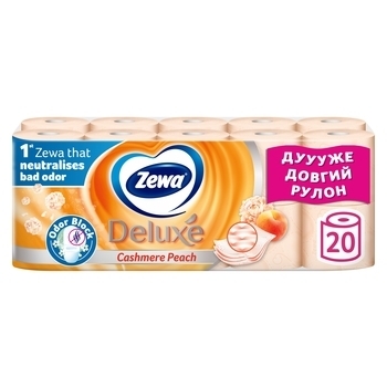 Тришаровий туалетний папір Zewa Deluxe Персик, 20 рулонів - Pampik