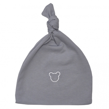 Шапочка-узелок Twins Мишка, интерлок, 0-3 мес., grey, серый (W125-TNВ-10) - Pampik