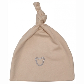 Шапочка-узелок Twins Мишка, интерлок, 0-3 мес., beige, бежевый (W125-TNВ-02) - Pampik