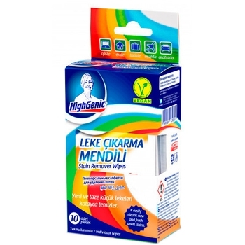 Серветки HighGenic для видалення новостворених плям із текстилю, 10 шт. - Pampik