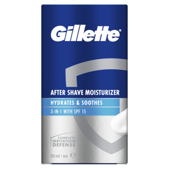 Бальзам після гоління Gillette 3в1 Hydrates & Soothes SPF+15, 50 мл - Pampik