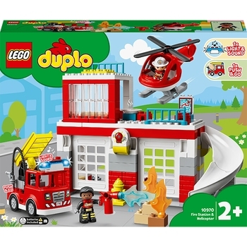 Конструктор LEGO DUPLO Town Пожежна частина та вертоліт, 117 деталей (10970) - Pampik