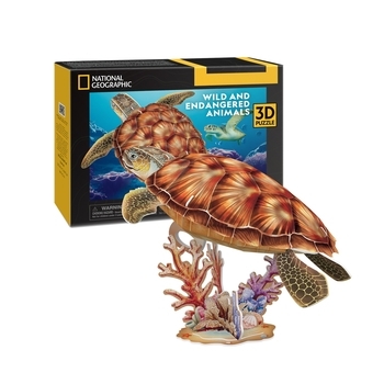 Тривимірна головоломка-конструктор CubicFun Зниклі тварини Морська черепаха (DS1080h) - Pampik