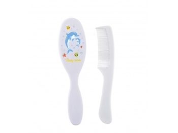Гребінець і щітка для волосся Baby Team, білий (7105) - Pampik