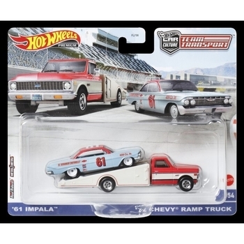 Колекційна модель машинки Hot Wheels '61 Impala та транспортера '72 Chevy Ramp Truck серії Car Culture (FLF56/HKF40) - Pampik - 7