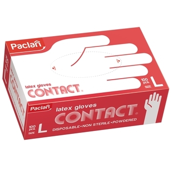 Рукавички латексні Paclan, розмір L, 100 шт. - Pampik