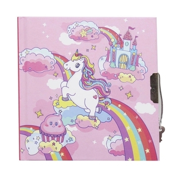 Блокнот на замочці Malevaro Єдиноріг, 13,5х13,5 см, рожевий (481904-U) - Pampik