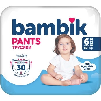 Підгузки-трусики Bambik 6 (15+ кг), 30 шт. - Pampik