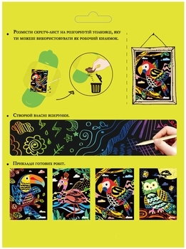 Набор для творчества, скретч-арт Avenir Волшебные птички, 4 раскраски - Pampik - 4