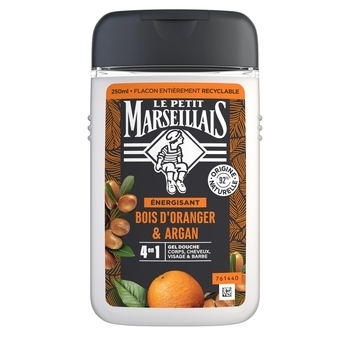 Гель-шампунь для чоловіків Le Petit Marseillais 3 в 1 Апельсинове дерево та аргану, 250 мл - Pampik