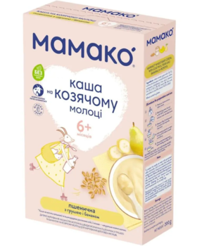 Каша на козячому молоці МАМАКО Пшенична з грушею і бананом, 200 г - Pampik